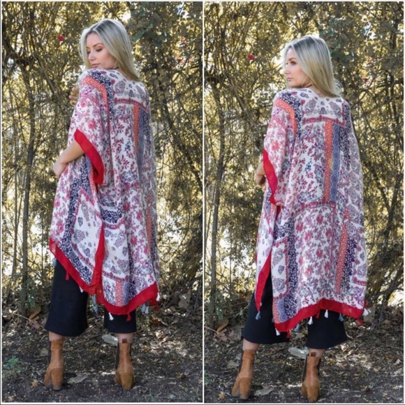 Boho Floral Kimono - Picture 2 of 2